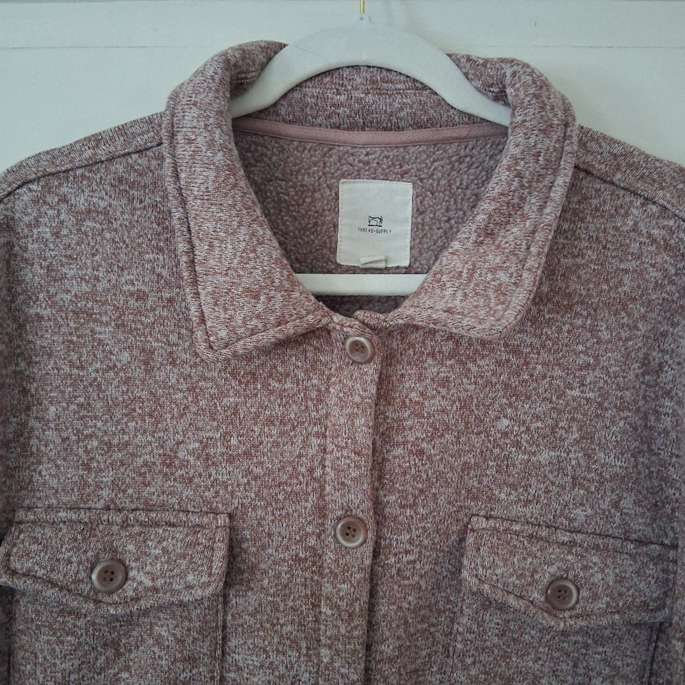 Thread & Supply Praline Color Button-Up Fleece Shirt Shacket Jacket Sz XL - Picture 6 of 15